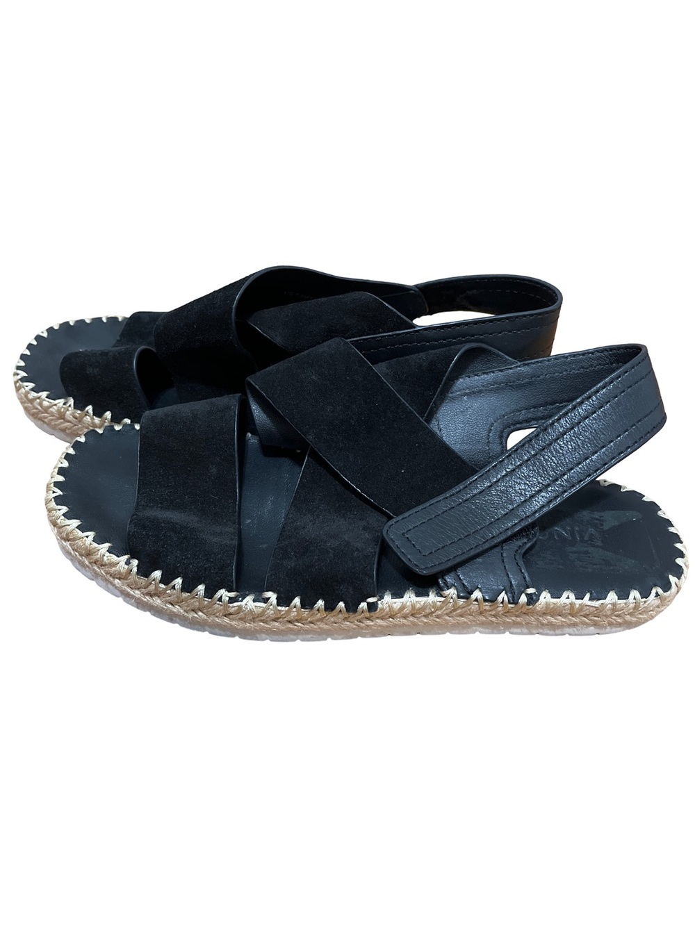 VINCE Women's 7.5 Black Suede Leather Strappy Espadrille Sandals